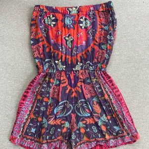 strapless romper, pool cover up, colorful, extra small